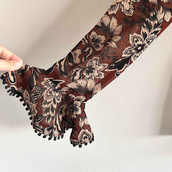 For Love & Lemons Gracie Blouse | Brown & Cream Floral | Size XS - Picture 7 of 14